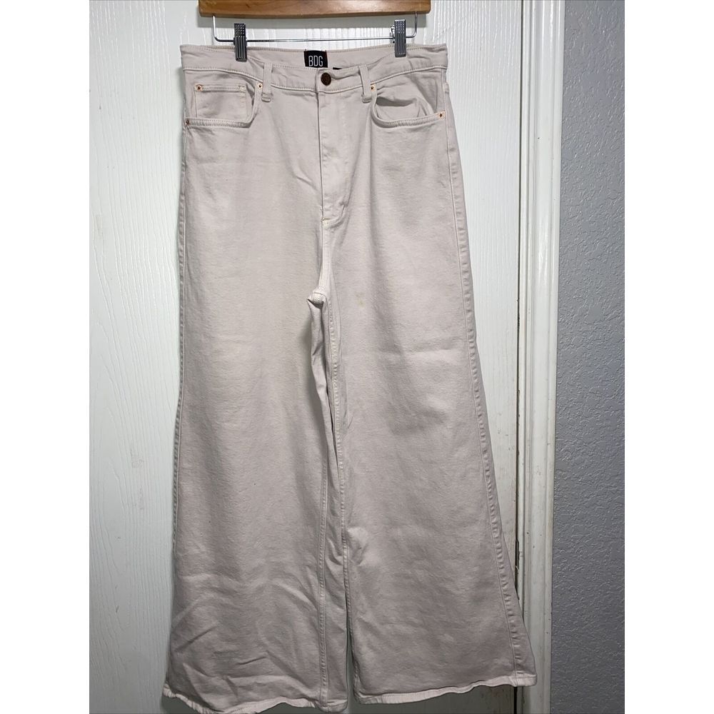 BDG A-Wide Ivory Wide Leg Pants Women Size 31 High‎ Waist Cream Straight Leg